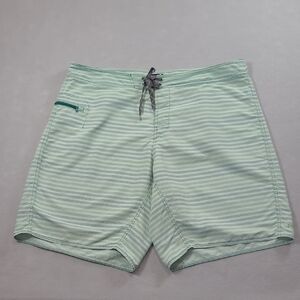 EUC Patagonia Board Shorts Men's sz 40 Green Strip Swim Trunks